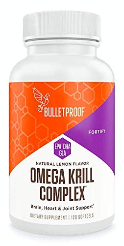 Bulletproof Omega Krill Complex, Triple Strength Essential Fats with EPA, DHA, GLA and Astaxanthin, 1560mg Omega-3s Per Serving, Lemon Flavored (120 Softgels)