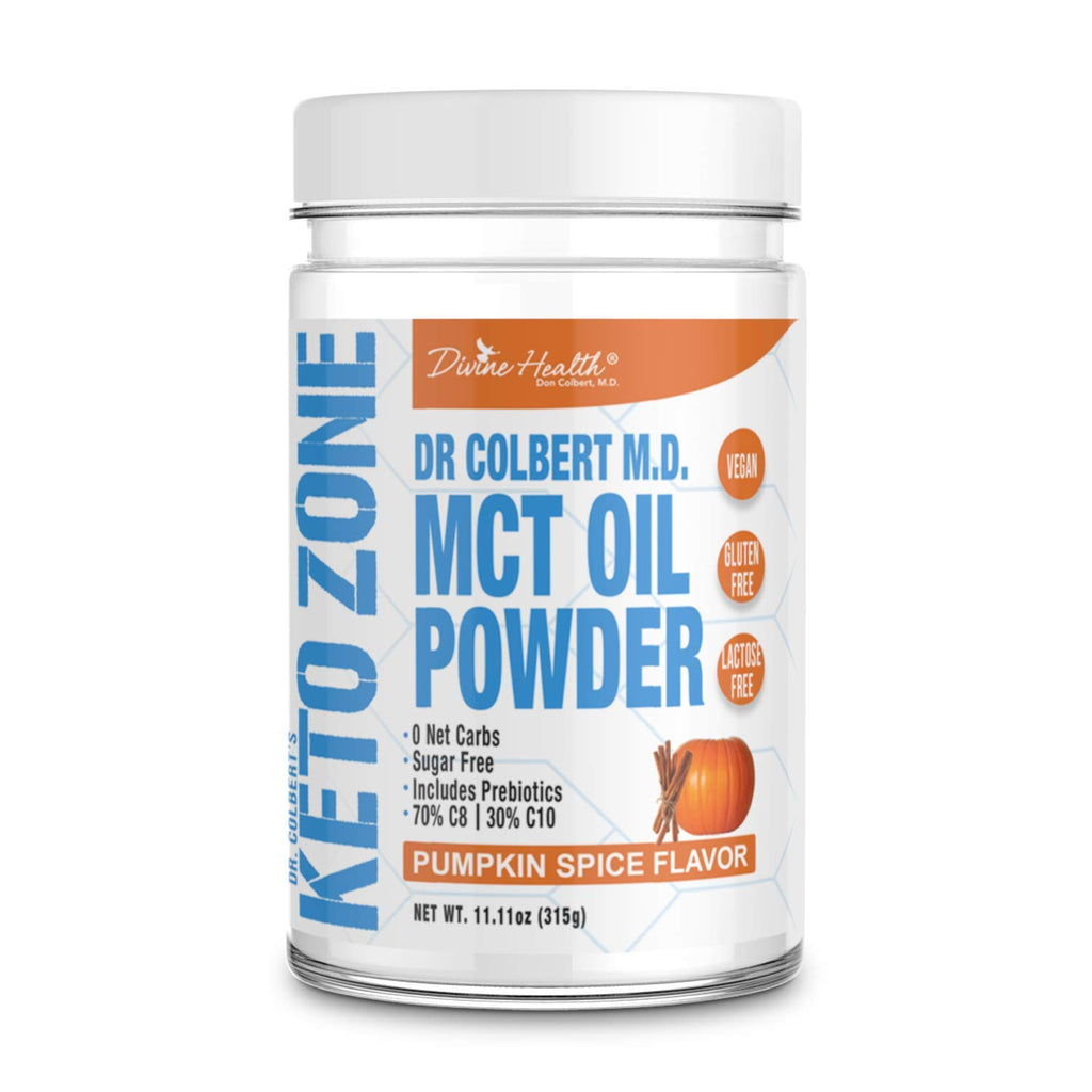 Dr.Colbert's Keto Zone MCT Oil Powder (Pumpkin Spice Flavor) (300 Grams) (30 Day Supply) - Recommended in Dr. Colbert's Keto Zone - Alternative Coffee Creamer