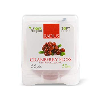 RADIUS Vegan Xylitol Soft Floss, Xylitol for an Oral Care Boost, 100% Vegan (Cranberry, 55 Yrd)