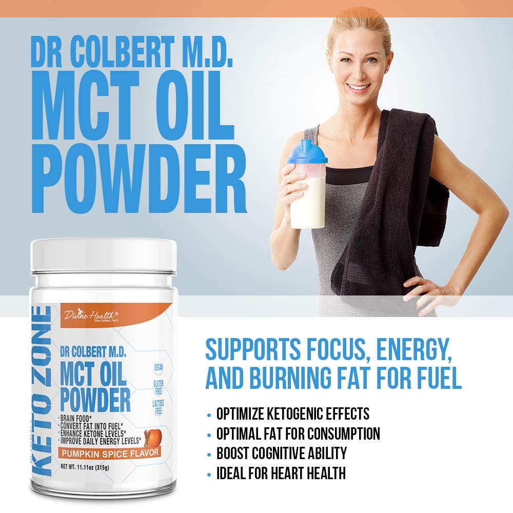 Dr.Colbert's Keto Zone MCT Oil Powder (Pumpkin Spice Flavor) (300 Grams) (30 Day Supply) - Recommended in Dr. Colbert's Keto Zone - Alternative Coffee Creamer