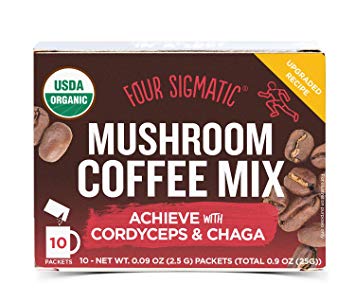 Four Sigmatic Mushroom Coffee - USDA Organic Coffee with Cordyceps and Chaga Mushroom Powder - Energy, Performance - Vegan, Paleo - 10 Count