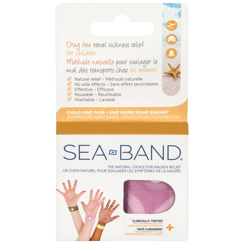 SEA-BAND Child Wristband Natural Nausea Relief, 1 Pair, Colors May Vary