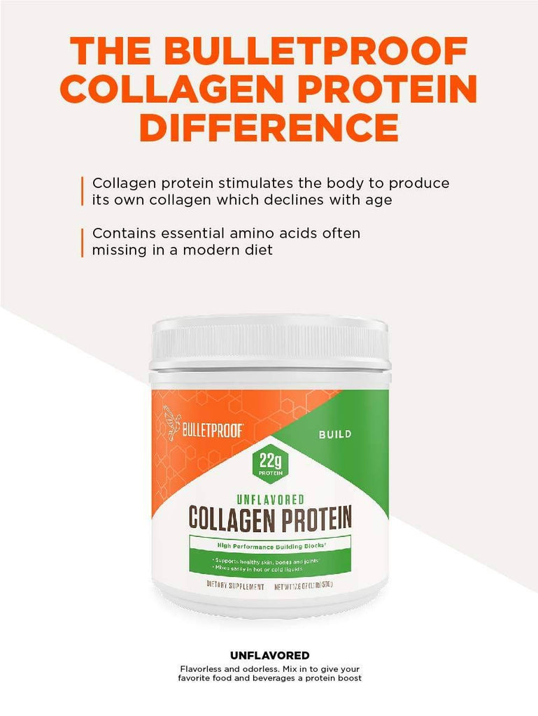 Bulletproof Collagen Protein Powder, Unflavored, Keto-Friendly, Paleo, Grass-fed Collagen, Amino Acid Building Blocks for High Performance (17.6 oz)