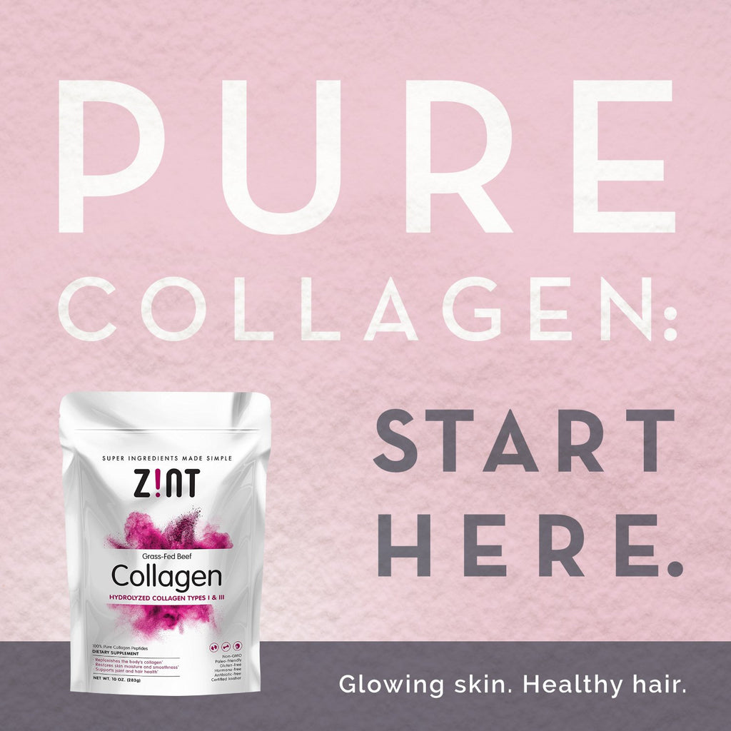 Zint Collagen Peptides Powder (32 oz): Paleo-Friendly, Keto-Certified, Grass-Fed Hydrolyzed Collagen Protein Supplement - Unflavored, Non GMO